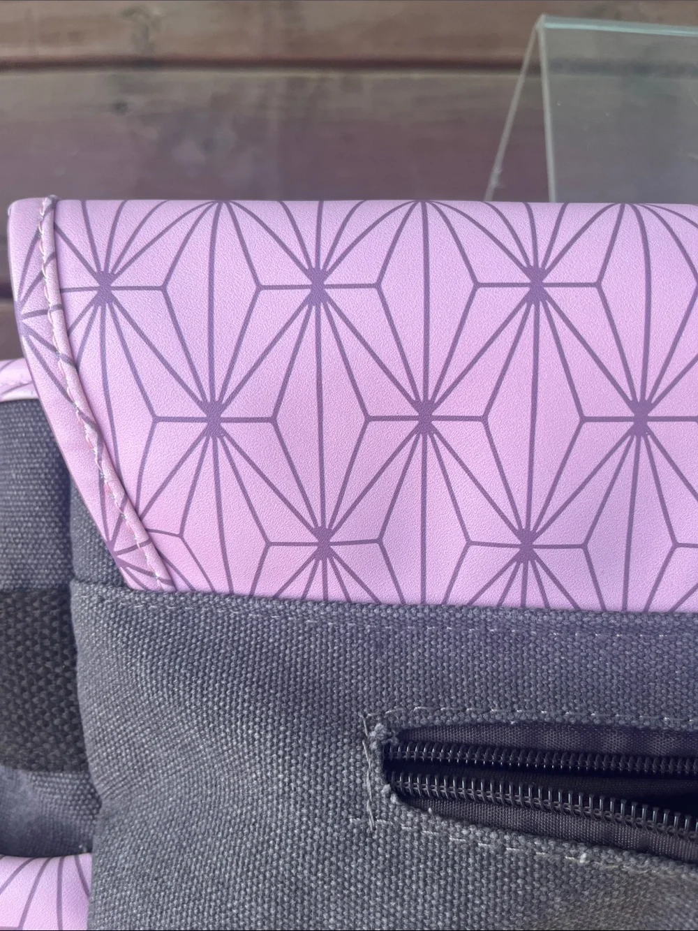 Pink Patterned Shoulder Messenger Bag with Graphic Detail